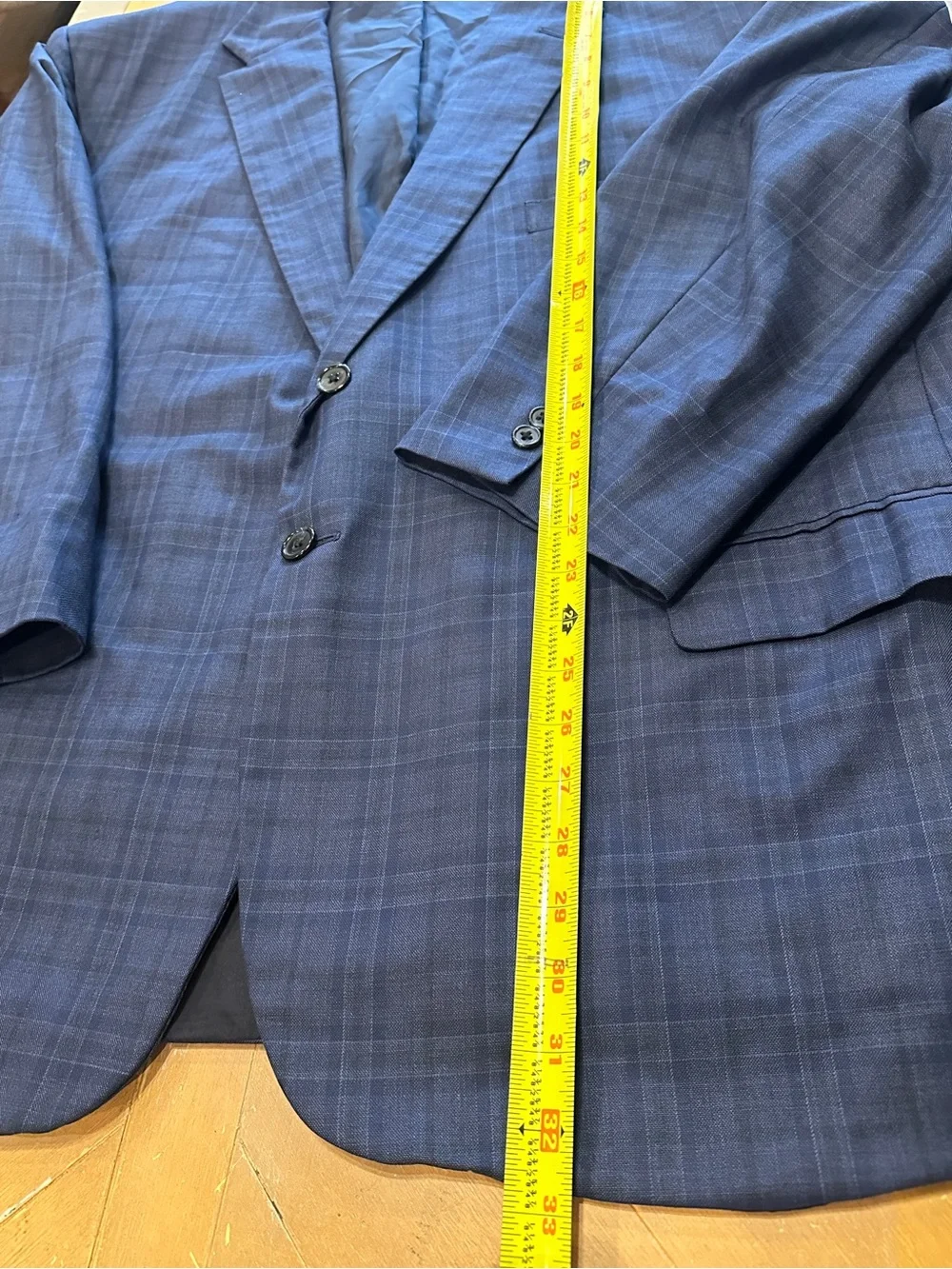 Vintage H. Freeman & Son custom-tailored navy blue windowpane sport coat